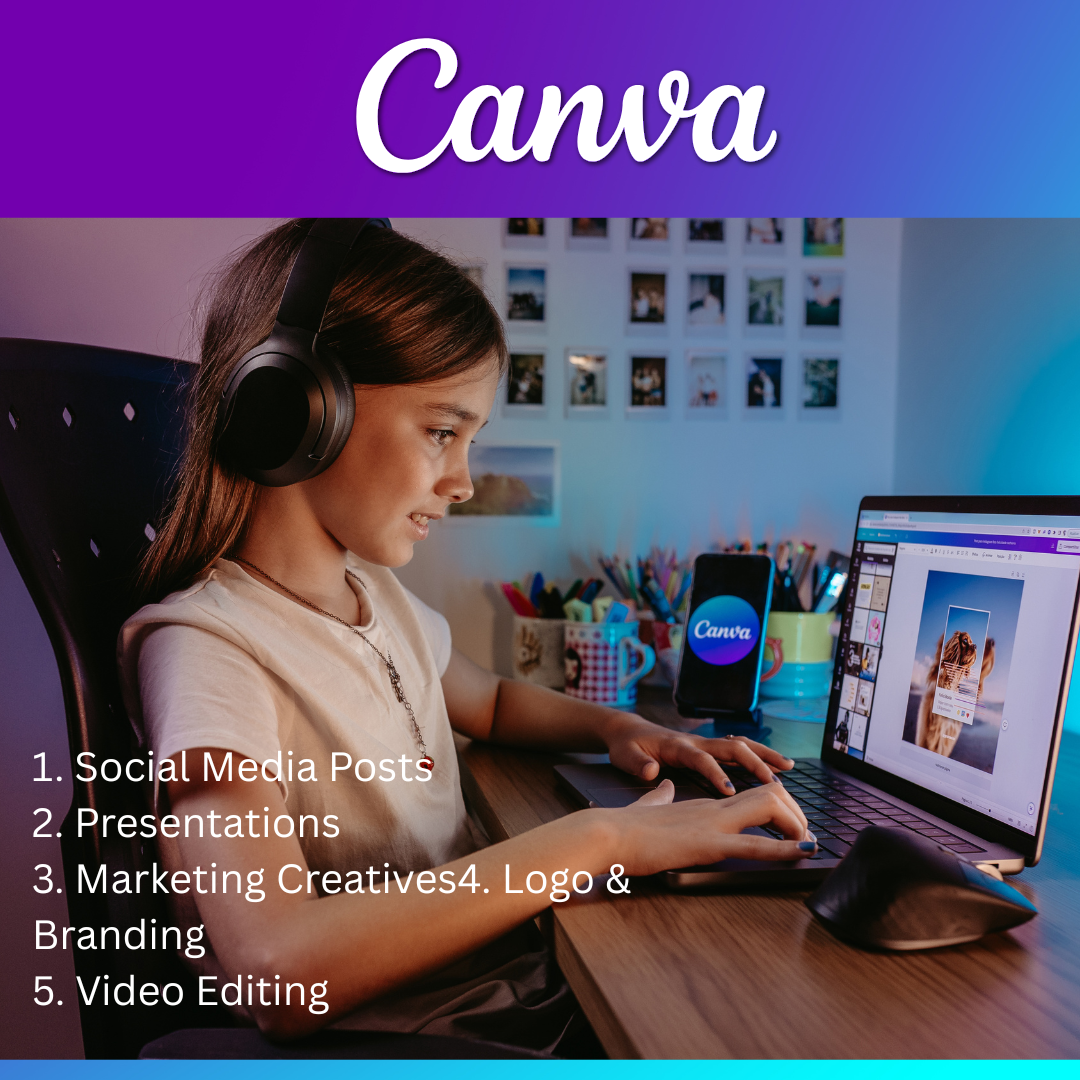 This page show us about canva how can we learn to make different types of posts and video eiditing